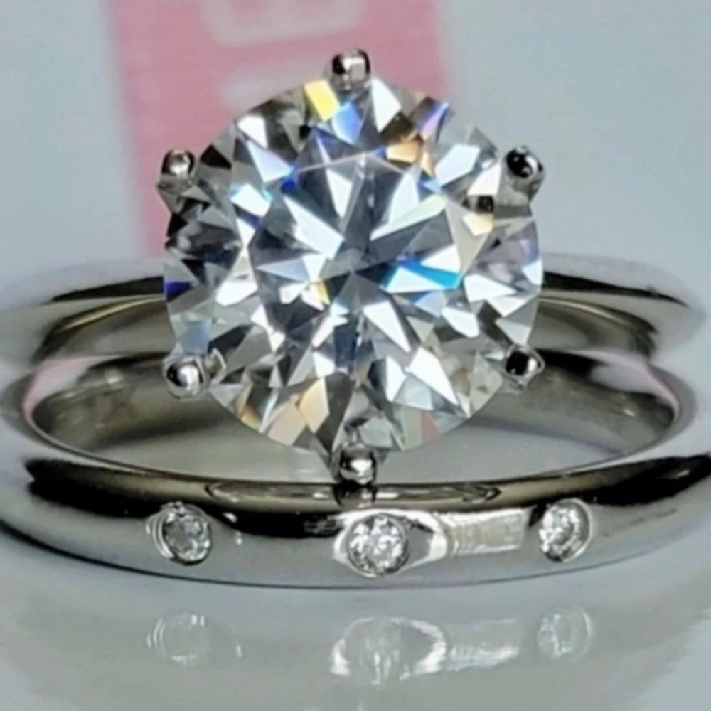 2PC Genuine Moissanite Diamond Ring set